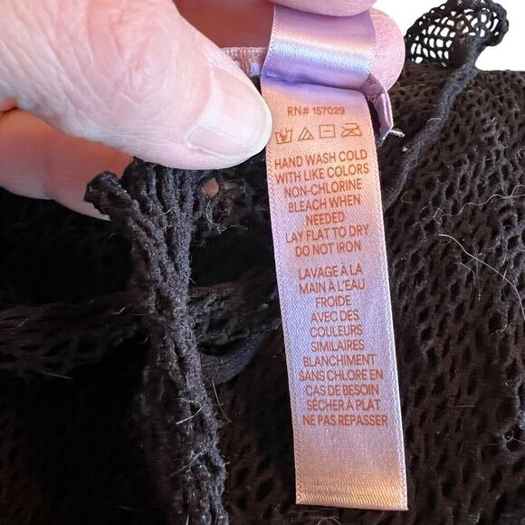 Savage x Fenty Womens One Size Mesh Lace Mock Neck Slip Lingerie Dress Black - Picture 10 of 11